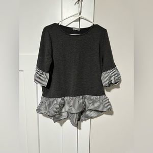Layered ruffle sleeve sweater